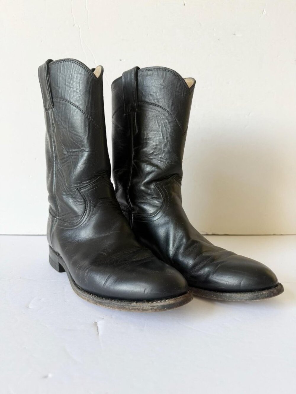 Vintage Black Cowboy Boots - Womens Size 7 - Vintage Black Justin Ropers Boots -